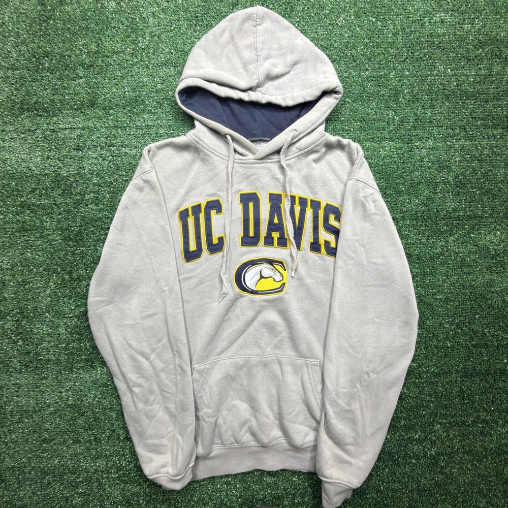 Vintage style UC Davis Aggies Stadium Athletics Hoodie Grey Mens Large